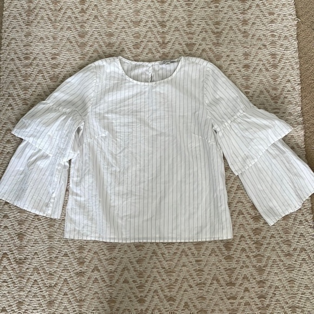 Madewell ruffle sleeve striped top medium